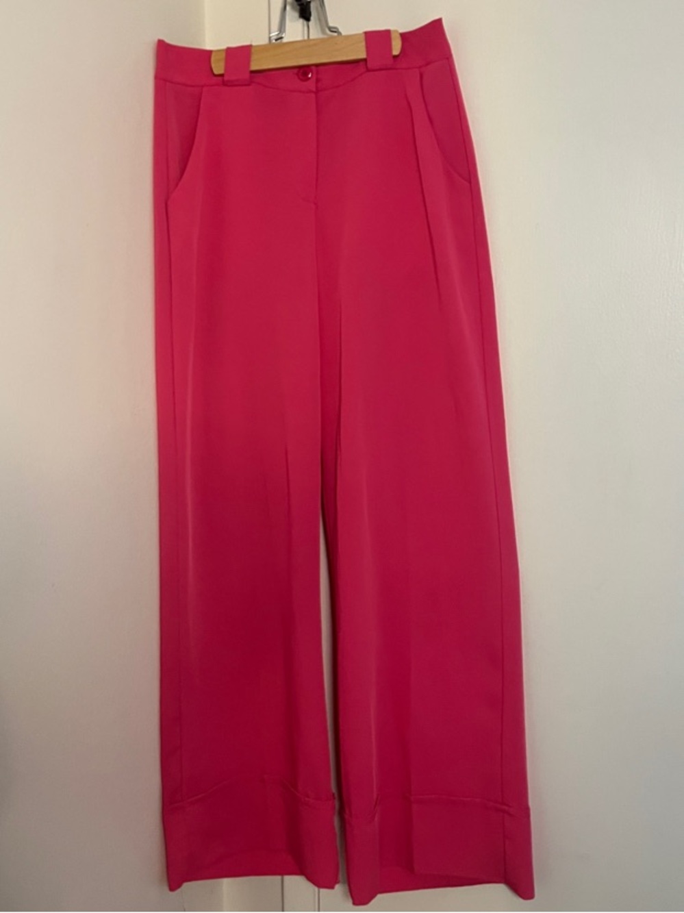 Women's High-Waist Wide Leg Pants in Hot Pink